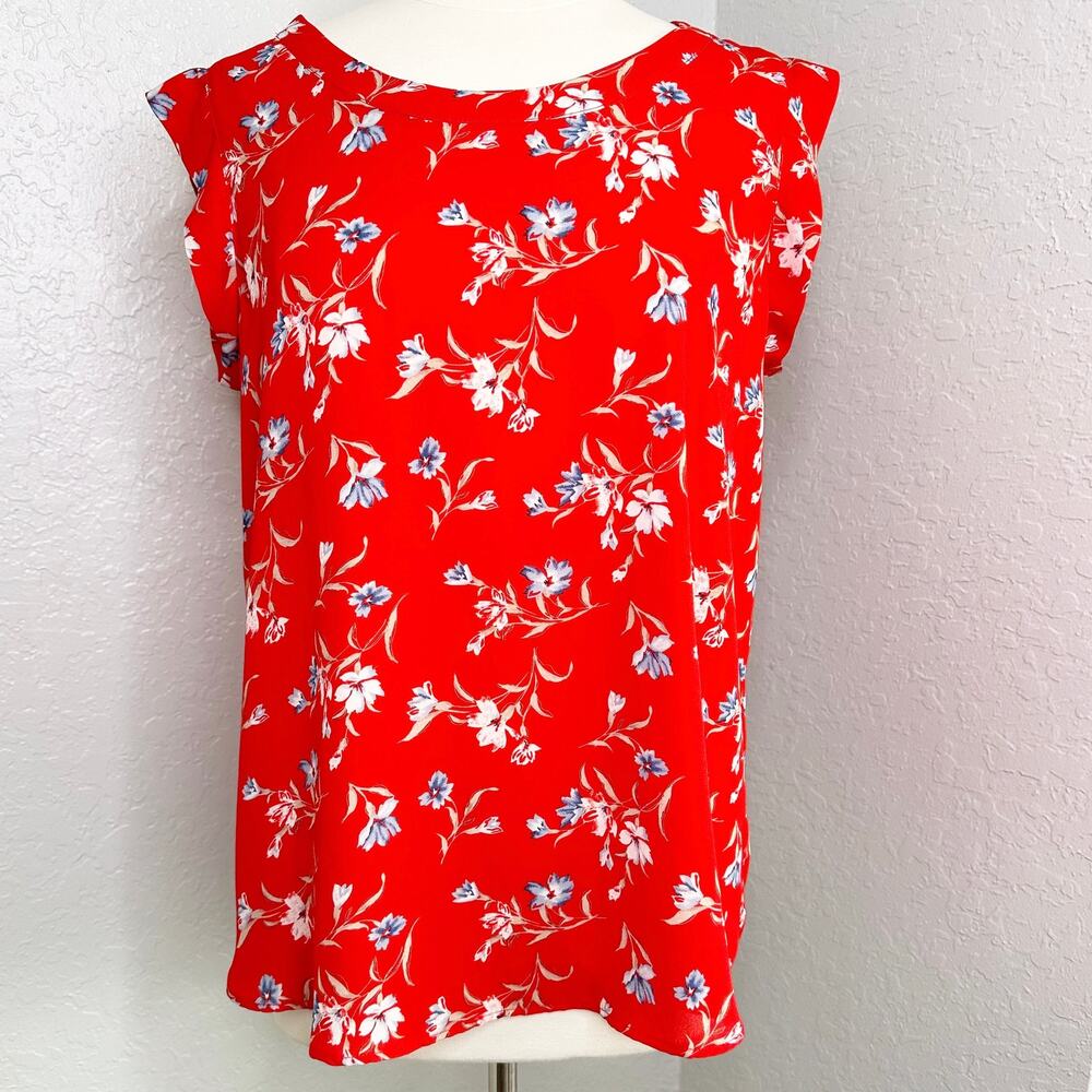 Pleione Red Floral Blouse